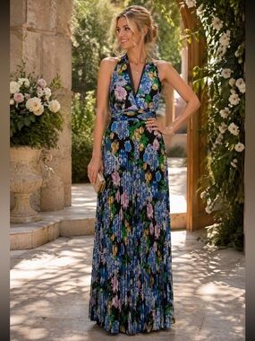 Ungaro Elizabeth Floral Satin Maxi Dress